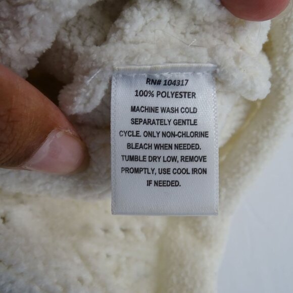 Derek Heart Ivory Cropped Sweater Top Women Size S Long Sleeve Open Knit FLAW - Picture 4 of 7